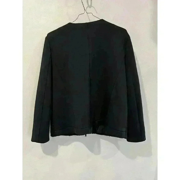 $650 Tibi Boucle Neoprene Biker Jacket in Black Women’s 10 Zip Up - Picture 5 of 6